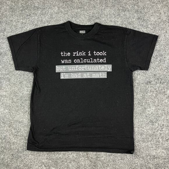 Brisco Brands T-Shirt Mens Size L Black Funny Quote Graphic Math Humor Tee - Picture 2 of 8